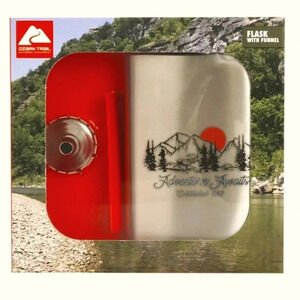Ozark Trail "Adventure Awaits" 7.5 oz Stainless Steel Flask & Funnel New